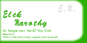 elek marothy business card